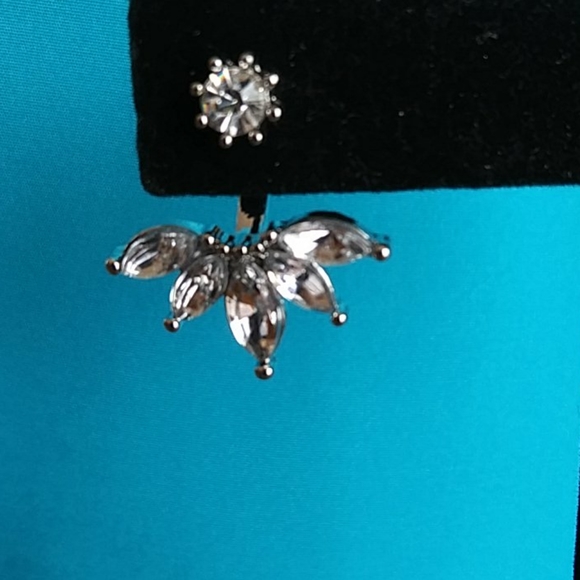 Rhinestone Front Back Adjustable Earrings New - Picture 2 of 5